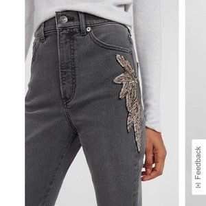 NWT Super High Waist Beaded Side Slim Jeans express trousers Pants leggings